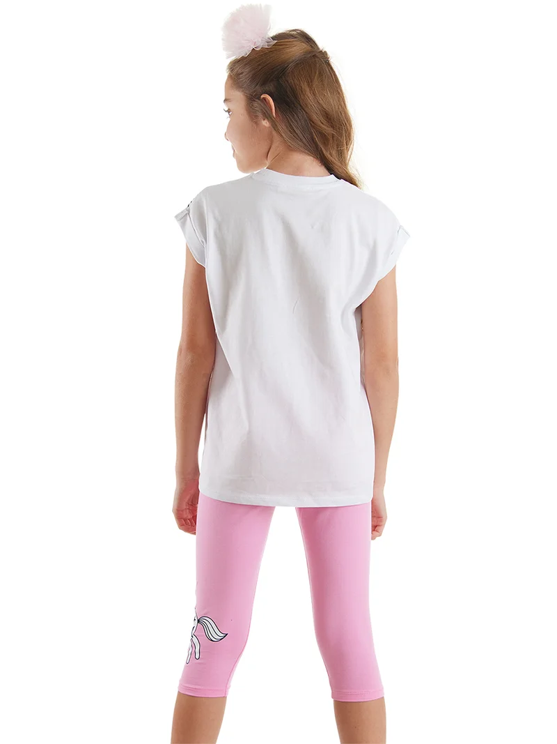 ج&مشب طقم تي شيرت وبنطلون ليجنز للبنات من بليف